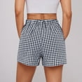 thumbnail image 6 of Wowcloth Fashion Women's Summer Elastic Waist Plaid Shorts with Pockets & Buttons, Comfortable Casual Solid-Like Cotton-Linen Pants, 6 of 7