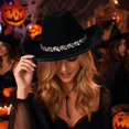 thumbnail image 4 of Women's Western Cowboy Hat Rhinestone Cowboy Cowgirl Hat Glitter Wide Brim Felt Fedora Hats Unisex Rolled up Caps Black One Size, 4 of 6