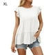 thumbnail image 1 of Camiseta de mujer Verano Encaje Cuello redondo Manga corta Casual Top suelto, Blanco, XL Methold AP001322-04, 1 of 7