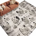 thumbnail image 2 of Rectangle Area Rugs 8 x 10 Ft, Vintage Rooster Farmhouse Non-Slip Residential Carpet, Grey Wooden Farm Animals Striped Indoor Crawling Mats Runner Rugs for Living Room/Dining Room/Bedroom, 2 of 9