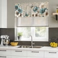 thumbnail image 4 of 2 Pack Valances for Window, Teal Tulip Butterfly Short Curtains for Kitchen Bedroom Living Room, Beige Turquoise Floral Vintage Rustic Rod Pocket Small Window Treatment Valance Drapes 54 x 18 Inch, 4 of 8