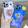 thumbnail image 5 of Compatible with iPhone 14 Pro Max Case 360° Rotatable Quicksand Ring Holder Stand Astronaut Pattern Diamond Bling Glitter Fashion Luxury Protection Shockproof Cover for Women Girls, 5 of 10