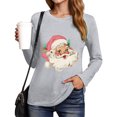 thumbnail image 6 of larppty Christmas Shirt for Women Novelty Pink Santa Xmas Graphic Long Sleeve Holiday Pullover Tops (Light Gray, XL), 6 of 8