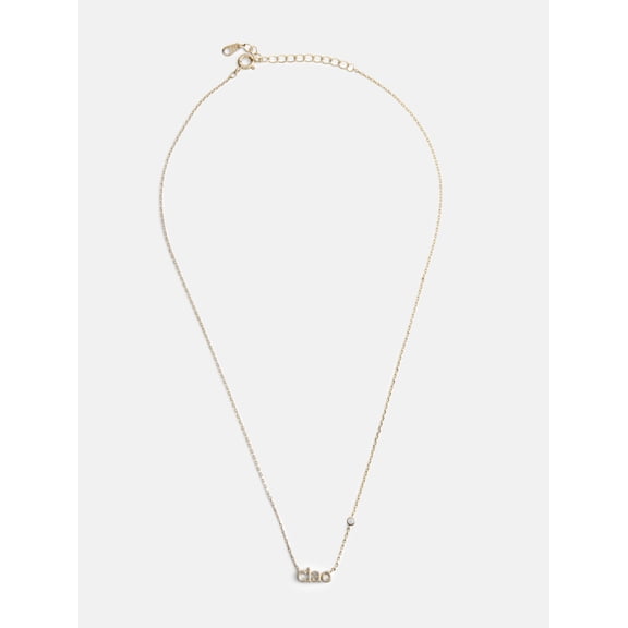 Free Assembly Women's Demi Fine 14K Gold Plated Cubic Zirconia "Ciao" Necklace, 16" 2" Extender