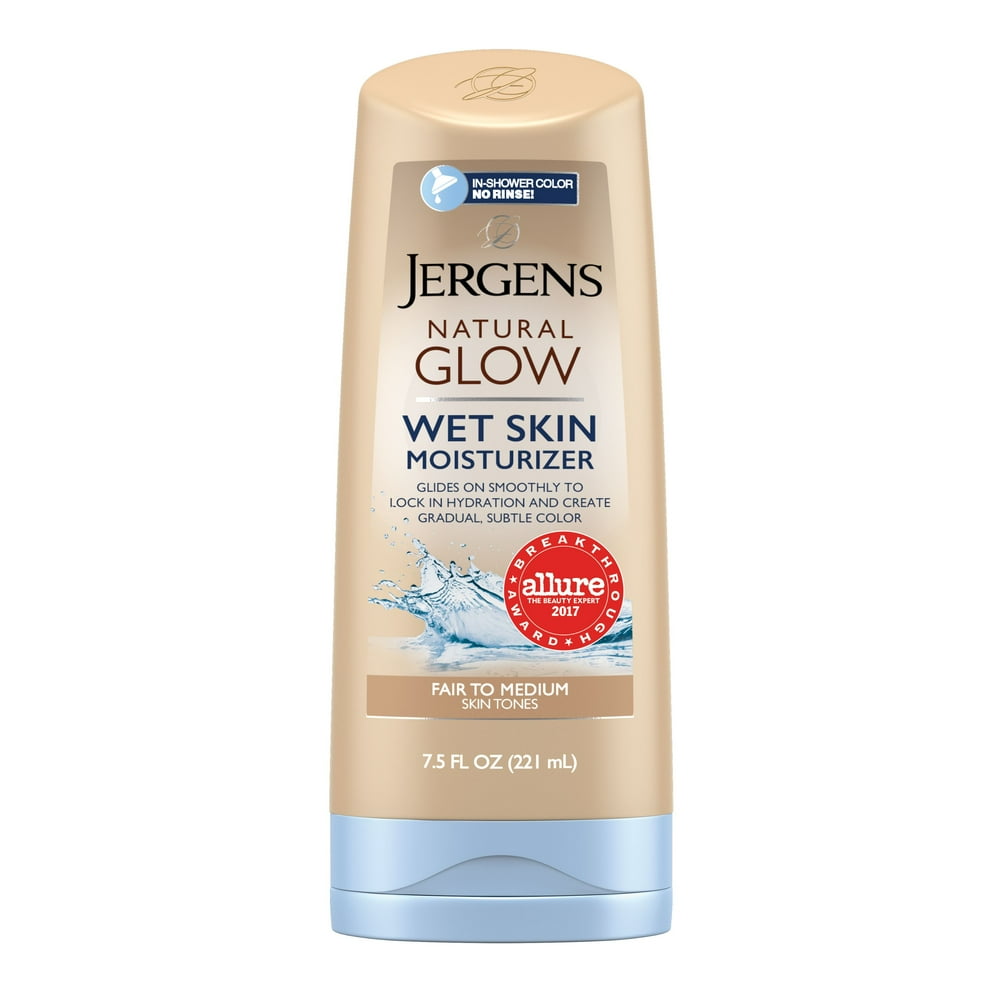 Jergens Natural Glow Wet Skin Moisturizer, Fair To Medium, 7.5 FL OZ