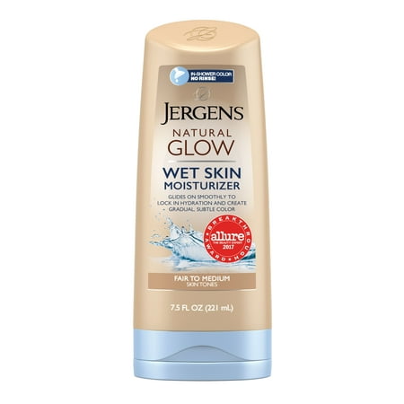 Jergens Natural Glow Wet Skin Moisturizer, Fair To Medium, 7.5 FL (Best Moisturizer To Keep Tan)