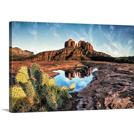 Sunset Sedona Arizona (Great BIG Canvas | Scott Stulberg Premium Thick-Wrap Canvas entitled Cathedral Rocks with reflection at sunset in Sedona,)