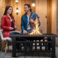 thumbnail image 3 of Lacoo 32" Patio Square Fire Pit Table for Patio Backyard BBQ, Ice Storage with Mesh Lid, Poker and Cover, Gold, 3 of 7