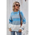 thumbnail image 4 of Pulls Décontractés Manches Longues Col Rond Couleur Patchwork Pull en Tricot Tops, 4 of 7