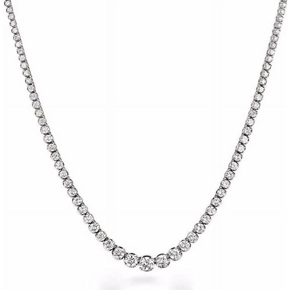 JewelMore 3ct.17 "Graduate Diamond Tennis Riviera Necklace(3.00 cttw, H-I Color, I1-I2 Clarity) in 14K White Gold