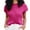 Wine red, variant on Crewneck Women Short Sleeved Casual Knit Sweater Cable Jumper