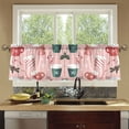 thumbnail image 4 of Yayeee Kitchen Curtains Tier Set of 2 Light Filtering 57"x24" Over Sink Window Panels, Pink Christmas Cups, 4 of 7