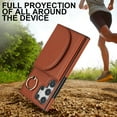thumbnail image 6 of for Samsung Galaxy S25 Edge Wallet Case with Card Holder Women Men, Flip PU Leather Kickstand Shockproof Protective Phone Cover Magnetic Clasp 360 Rotation Ring Stand for Samsung S25 Edge, Brown, 6 of 7