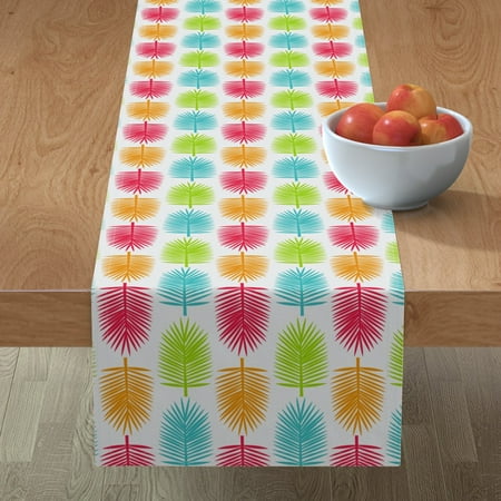 

Table Runner - Tropical Island Rainbow Beach Palms Hawaiian by Linziloop - Cotton Sateen Table Runner 16 x 108
