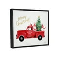 thumbnail image 3 of Stupell Industries Merry Christmas Holiday Red Truck Santa Gnomes & Tree Graphic Art Jet Black Floating Framed Canvas Print Wall Art, Design by Heatherlee Chan, 3 of 5