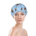 thumbnail image 2 of KLL Brown French Bulldog Pattern Shower Cap & Bath Cap for Women,Reversible Oversized Waterproof Shower Caps for all Hair Lengths,Elastic Reusable Bathing Hair Cap, 2 of 7