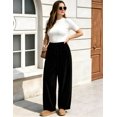 thumbnail image 2 of TOMVIGX Barrel Sweatpants Women Wide Leg Corduroy Travel Flowy Pants Loose Casual Cropped Elastic Waist Trousers with Pockets Black S, 2 of 5