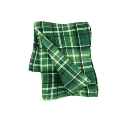 Green Plaid Throw Morgan Home St. Patrick's Day Soft & Cozy Velvet Throw Blanket, 50-Inch x 60-Inch (McKinley Dark Green Plaid) ()