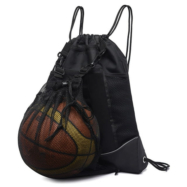 Basketball Carrier Bag Large Capacity Gym Bag Drawstring Closure Backpack with Mesh Pocket for Basketball Training School Gym