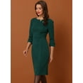 thumbnail image 4 of Unique Bargains Women 3/4 Sleeve Sweetheart Neck Slim Fit Work Pencil Midi Dress XS Green, 4 of 6