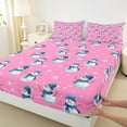 thumbnail image 3 of Manfei Xmas Snowman Bed Sheets,Merry Christmas King Sheets,Pink White Blue Sheet Set For Girls,Ultra Soft Home Decor,4pcs, 3 of 7
