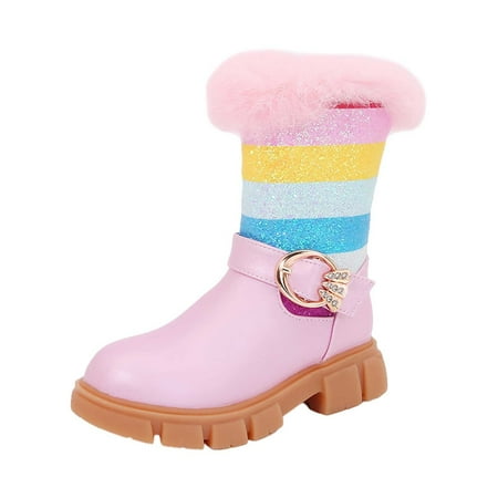 

QWZian Children Boots Girls High Boots Autumn Winter Rainbow Fashion Cute Outwear Sizes 3 (11-11.5 Years)