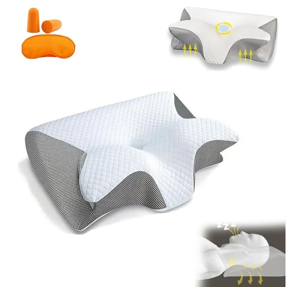 Sleep Apnea Pillow, Upgraded Cervical Pillow - All-Night Neck Support, Stop Snoring, For Neck Pain Relief, Improve Sleep for Side Sleepers, Back Sleepers, Stomach Sleepers,Gray
