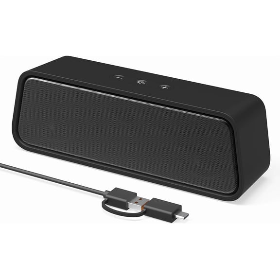 Computer Speakers for Desktop PC, External Speakers for Laptop, USB Plug-in, Wired, Small PC Sound bar with Crystal-Clear Sound, Surprisingly Loud Volume, Deep Bass, Easy Touch Control, USB-C Adapter