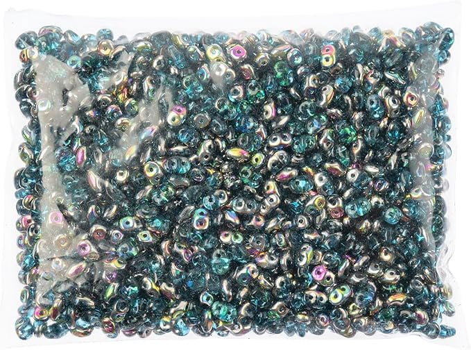 Matubo Czech Superduo 2-Hole 100g Aquamarine/Vitrail 60020-28101 Glass beads for Jewelry Making, DIY Crafts & Decoration