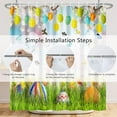 thumbnail image 5 of pipaio 72x84 Inches Easter Shower Curtain Spring Flowers Blossom Grass Colorful Eggs Butterflies Fence Bokeh Shower Curtains for Bathroom Decor Waterproof Polyester Fabric with Hooks, 5 of 6