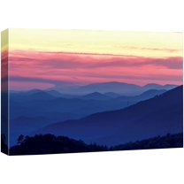 wall26 Canvas Print Wall Art Colorful Sunset Sky Over Foggy Mountain Tops Nature Wilderness Photography Modern Art Rustic Scenic Colorful Multicolor for Living Room, Bedroom, Office - 12"x18&quo
