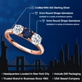 thumbnail image 2 of Gem Stone King 18K Rose Gold Plated Silver Blue Sapphire and White Topaz Engagement Ring for Women | 1.80 Cttw | Round 5MM | Gemstone September Birthstone | Size 9, 2 of 6