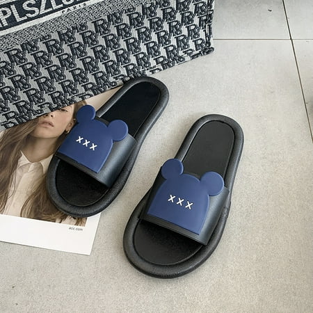 

Women s Indoor Slippers Casual Bear Decor Flip Flop PVC Athletic Sandal for Beach Bathroom Home Office Bear Black 36-37