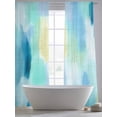 thumbnail image 4 of Green Blue Ombre Sheer Curtains 96 Inch Length 2 Panels Set, Modern Abstract Art Oil Painting Voile Window Treatment Semi Sheer Long Curtains Drapes for Bedroom/Living Room/Kitchen 52"x96"x2, 4 of 7