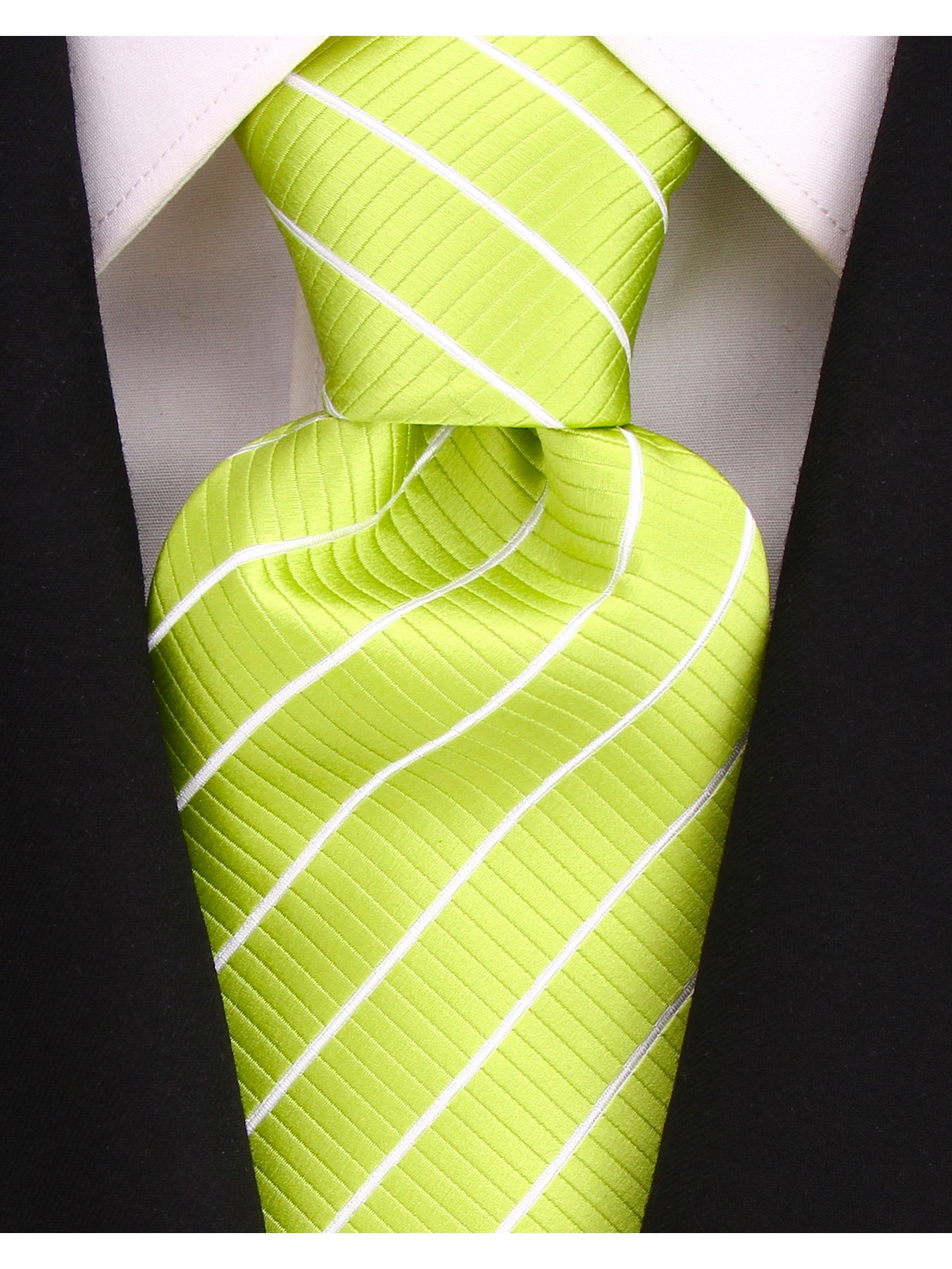 Lime Green Necktie Jacquard Woven Striped AppleGreen Tie Green Neck