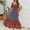 Blue, variant on BLTIBY Women Boho Maxi Dresses Short Sleeve Summer Bohemian Printed Square Neck Fashion Casual Loose Beach Long Dress Red XL