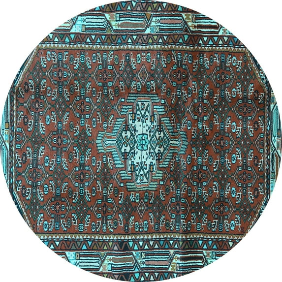 Ahgly Company Indoor Round Persian Light Blue Traditional Area Rugs, 8' Round
