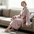 thumbnail image 5 of Enwphrey Taupe Women Robe Soft Cozy Warm Bathrobe Ladies Long Fleece Plush Comfy Spa Housecoat Lightweight Robe for Women (S-M, Taupe), 5 of 8