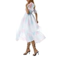 thumbnail image 3 of Women Summer Puffy Tulle Princess Dress Solid Color Square Neck Short Sleeve Ruffle Hem A-Line Dress Plus Size, 3 of 6