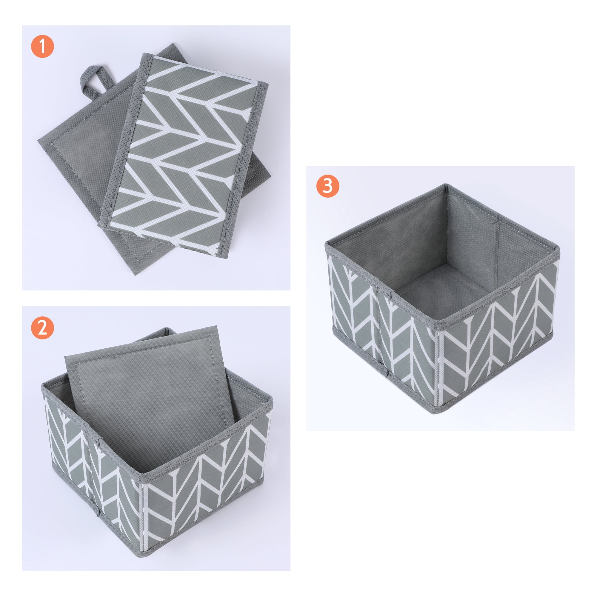Unique Bargains Storage Bins for Closet Organizers Branch Patterned Gray 5.5"x5.5"x3.9"