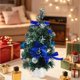thumbnail image 5 of Mini árbol de Navidad artificial de 30 cm | Decoración retráctil para escritorio | Predecorado con adornos, piñas y lazos | Plateado, dorado, rojo y azul | Adorno de mesa para oficina o para fiestas, 5 of 6