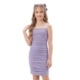 thumbnail image 4 of IBTOM CASTLE Girls Ruched Bodycon Teens Party Dress Mesh Sleeveless Pencil Short Dress Tight Dresses for Teens Holiday Purple, 4 of 7