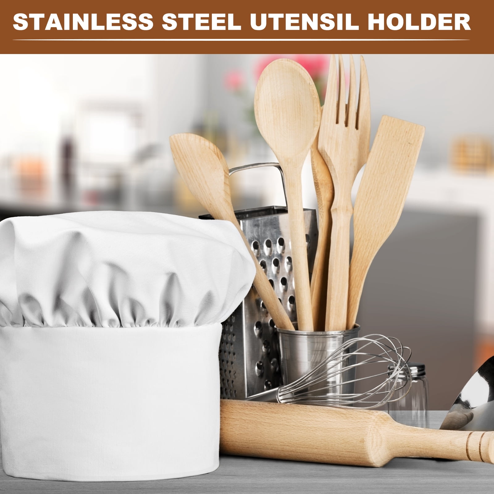 Stainless Steel Utensil Holder, Kitchen Cutlery Holder Small Hole Flatware Organizer for Forks Silver