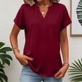 thumbnail image 2 of Resicozy Womens Summer Tops Short Sleeve Basic Casual V Neck T Shirts Trendy Lightweight 2026 Wine XL, 2 of 7