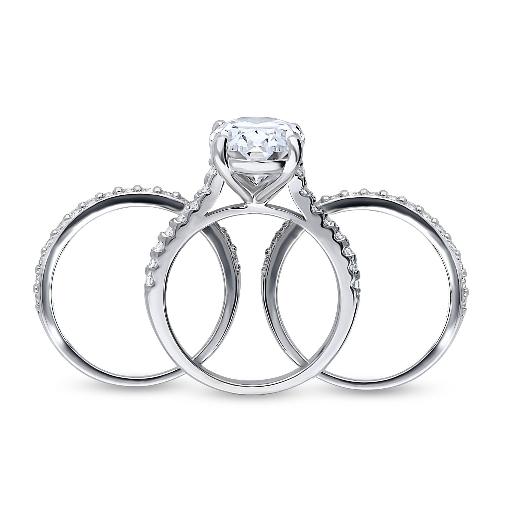 BERRICLE Sterling Silver Solitaire Wedding Engagement Rings 5.5 Carat Oval Cut Cubic Zirconia CZ Ring Set for Women, Rhodium Plated Size 8.5