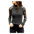 thumbnail image 2 of Okbop Tunic Tops for Women Loose Fit,Fashion Turtleneck Long Sleeve Cotton T-Shirt Casual Lace Pirate Blouse Black And White Striped Shirt Women, 2 of 6