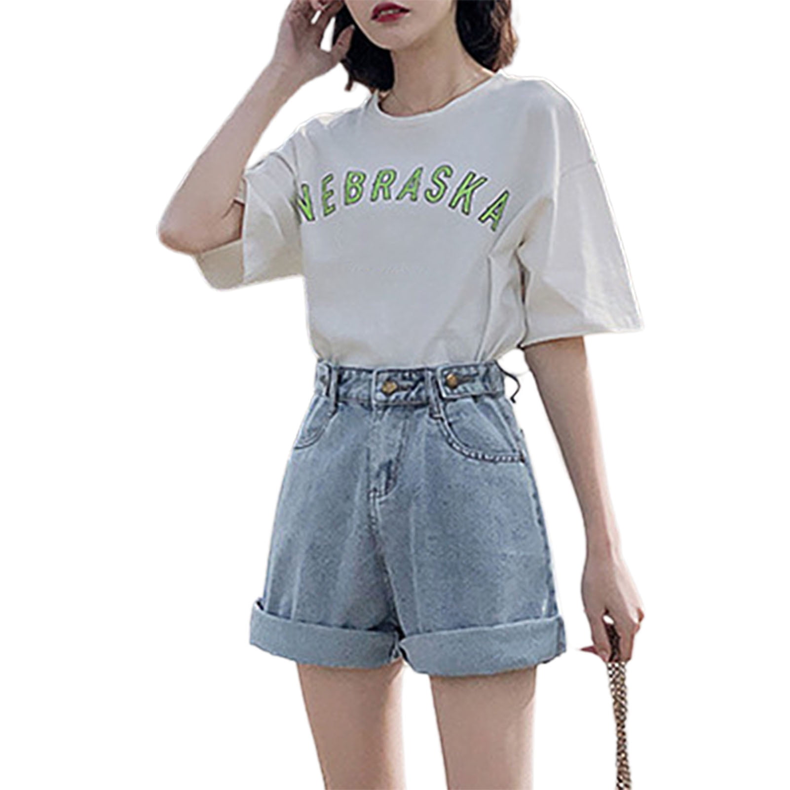 Boc Jeans Shorts High Waist Button 