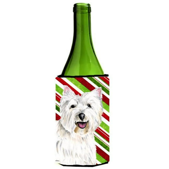 Westie Candy Cane Holiday Christmas Wine bottle sleeve Hugger - 24 oz.