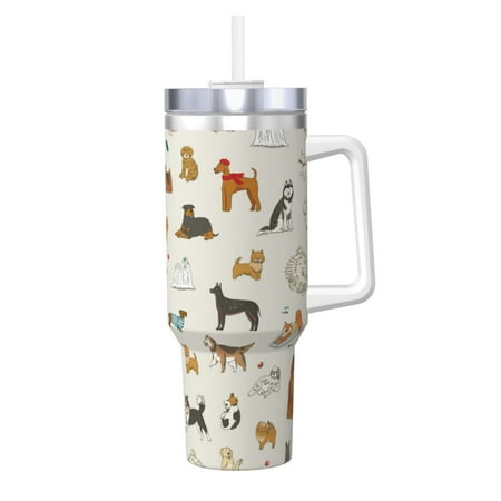 

Logiee Dogs Funny Pets Print 40OZ Ice Bully Cup with Handle and Straw Double Wall Stainless Steel Tumbler Travel Coffee Cup with Lid Summer Insulation and Cooling Cup