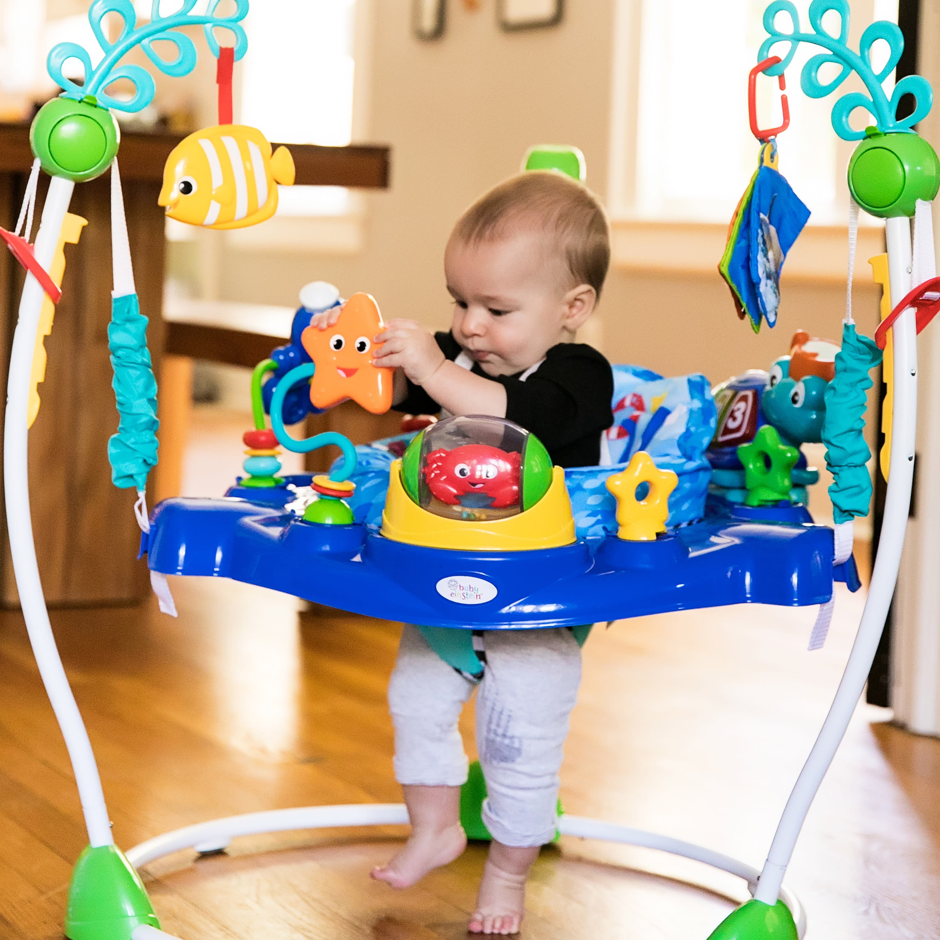 Entertainment and Developmental Jumper Baby Jumper Infant Bouncer Walker Rocking chiar Baby cardle Xiangtat Baby Neptune's Ocean Discovery Jumper Leaning Foldable Baby Activity 